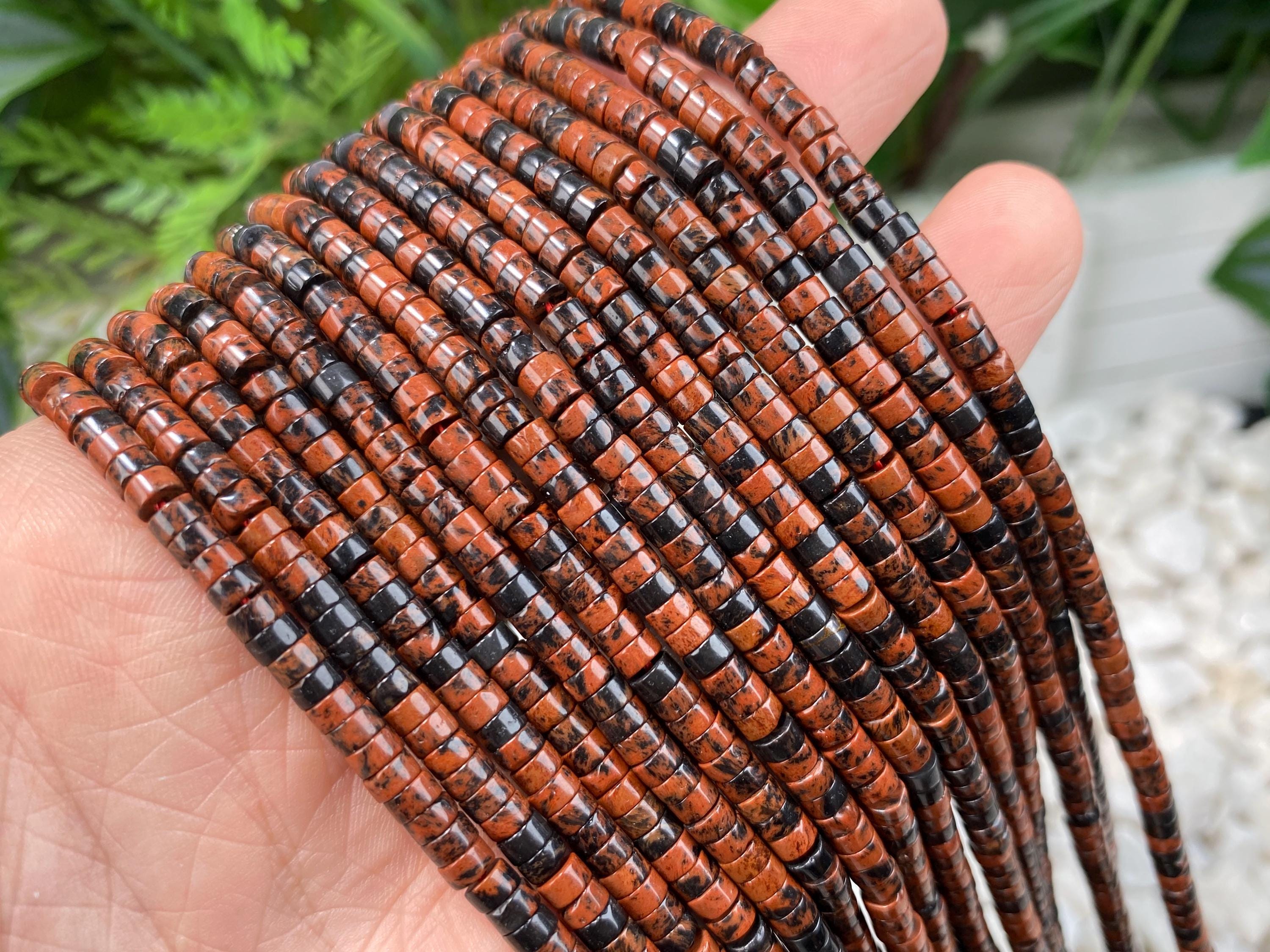 Natural 2x4mm Mahogany Obsidian Flat Rondelle/heishi/disc Beads,crystal Tyre Shape Necklace/bracelet Gemstone Beaded,for Jewelry Making
