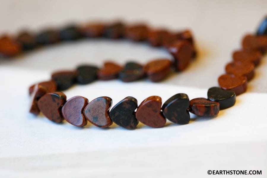 Mahogany Obsidian 7mm Heart Beads 15.5" Strand