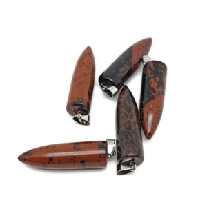 Mahogany Obsidian Bullet Gemstone Pendant - Crystal Point Bullet Necklace - Polished Bullet Carved - Crystal Healing - Mineral - NC1466