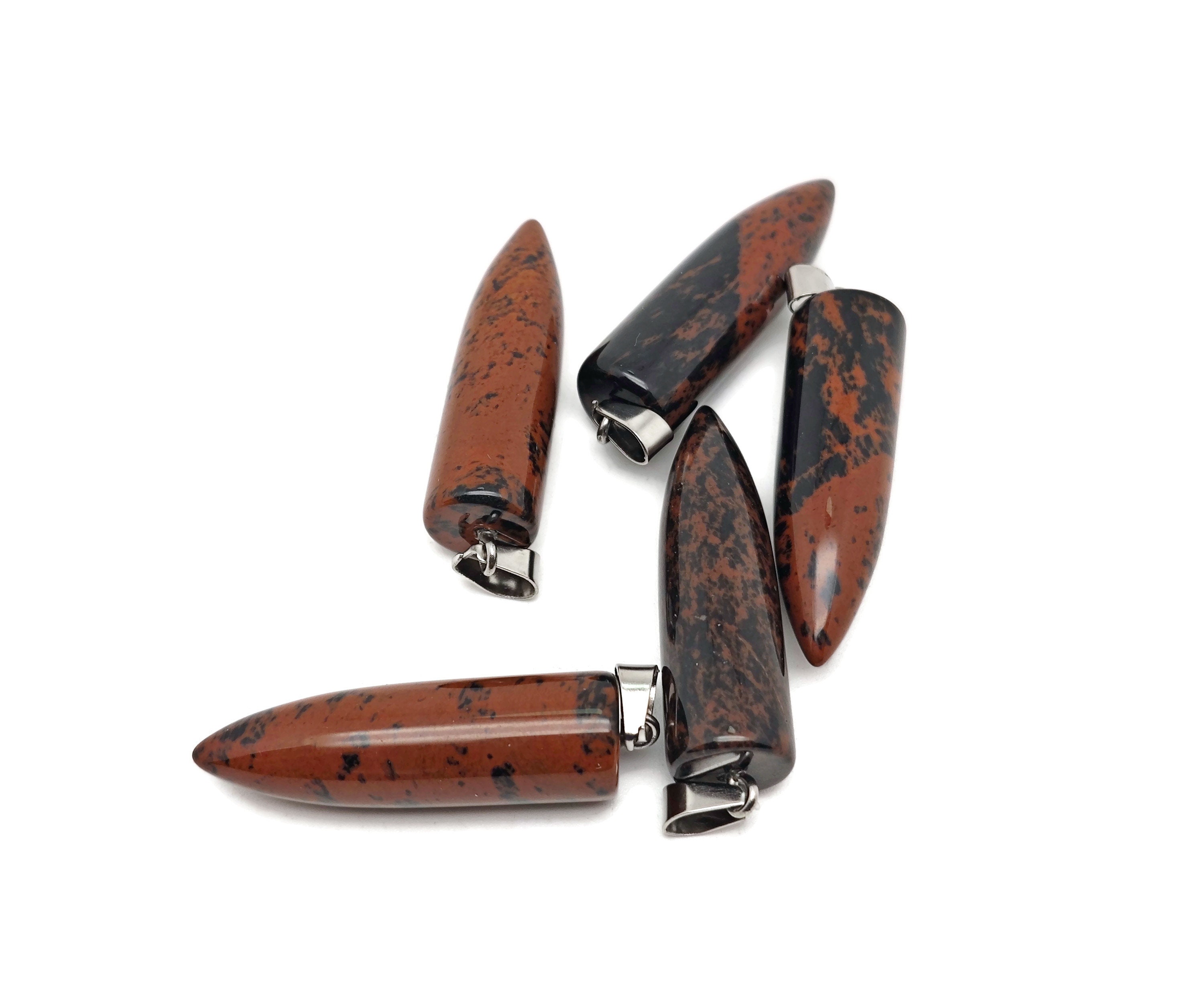 Mahogany Obsidian Bullet Gemstone Pendant - Crystal Point Bullet Necklace - Polished Bullet Carved - Crystal Healing - Mineral - Nc1466 Mahogany Obsidian Bullet Gemstone Pendant - Crystal Point Bullet Necklace - Polished Bullet Carved - Crystal Healing - Mineral - Nc1466