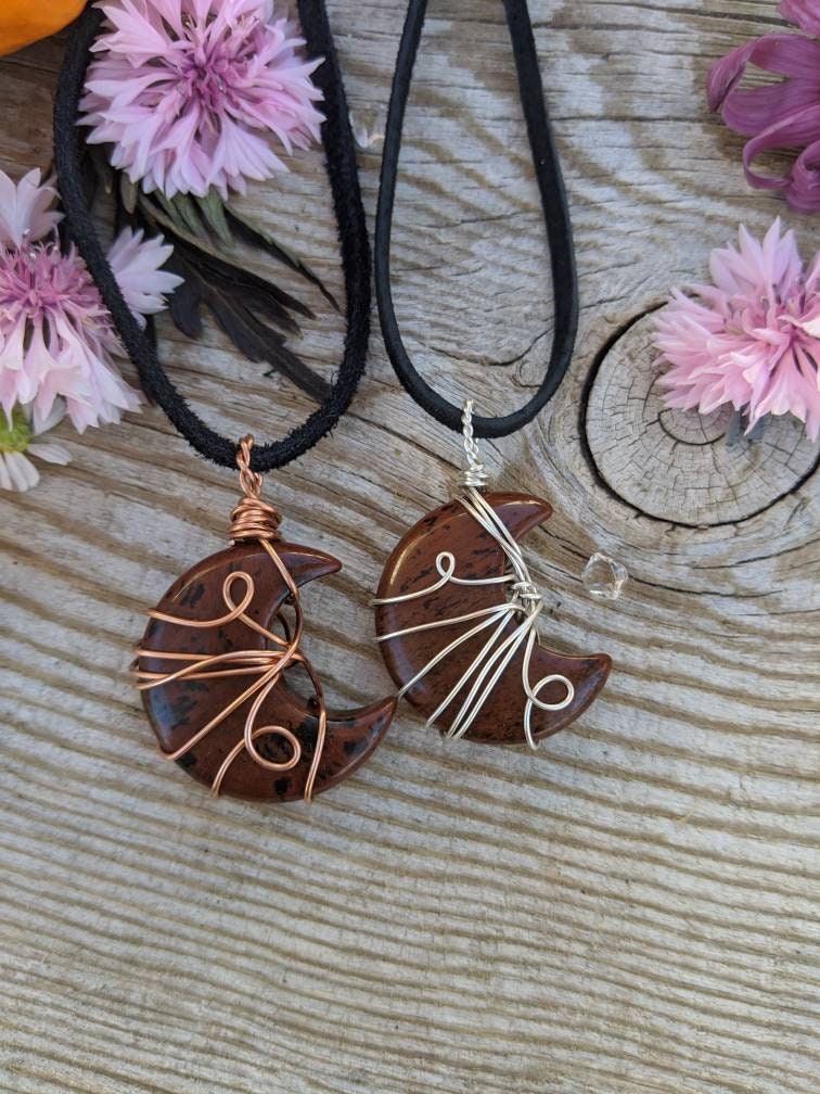 Mahogany Obsidian Crescent Moon Pendant, Mahogany Obsidian Pendant, Mahogany Obsidian, Red Obsidian Necklace, Crescent Moon Pendant, Moon Je Mahogany Obsidian Crescent Moon Pendant, Mahogany Obsidian Pendant, Mahogany Obsidian, Red Obsidian Necklace, Crescent Moon Pendant, Moon Je