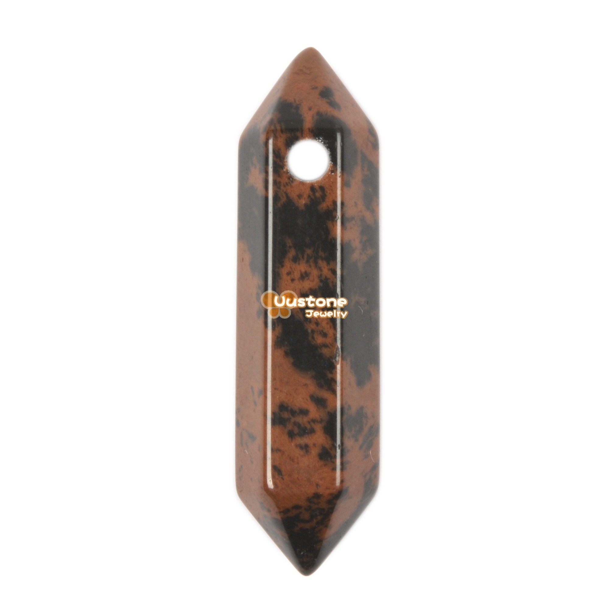 Mahogany Obsidian Crystal Healing Hexagonal Point Pendant Focal Bead