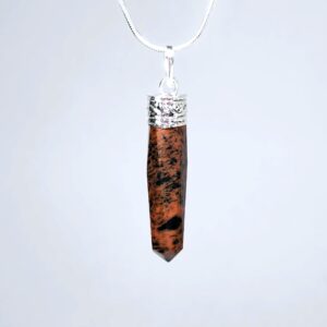 Mahogany Obsidian Crystal Point Pendant Necklace