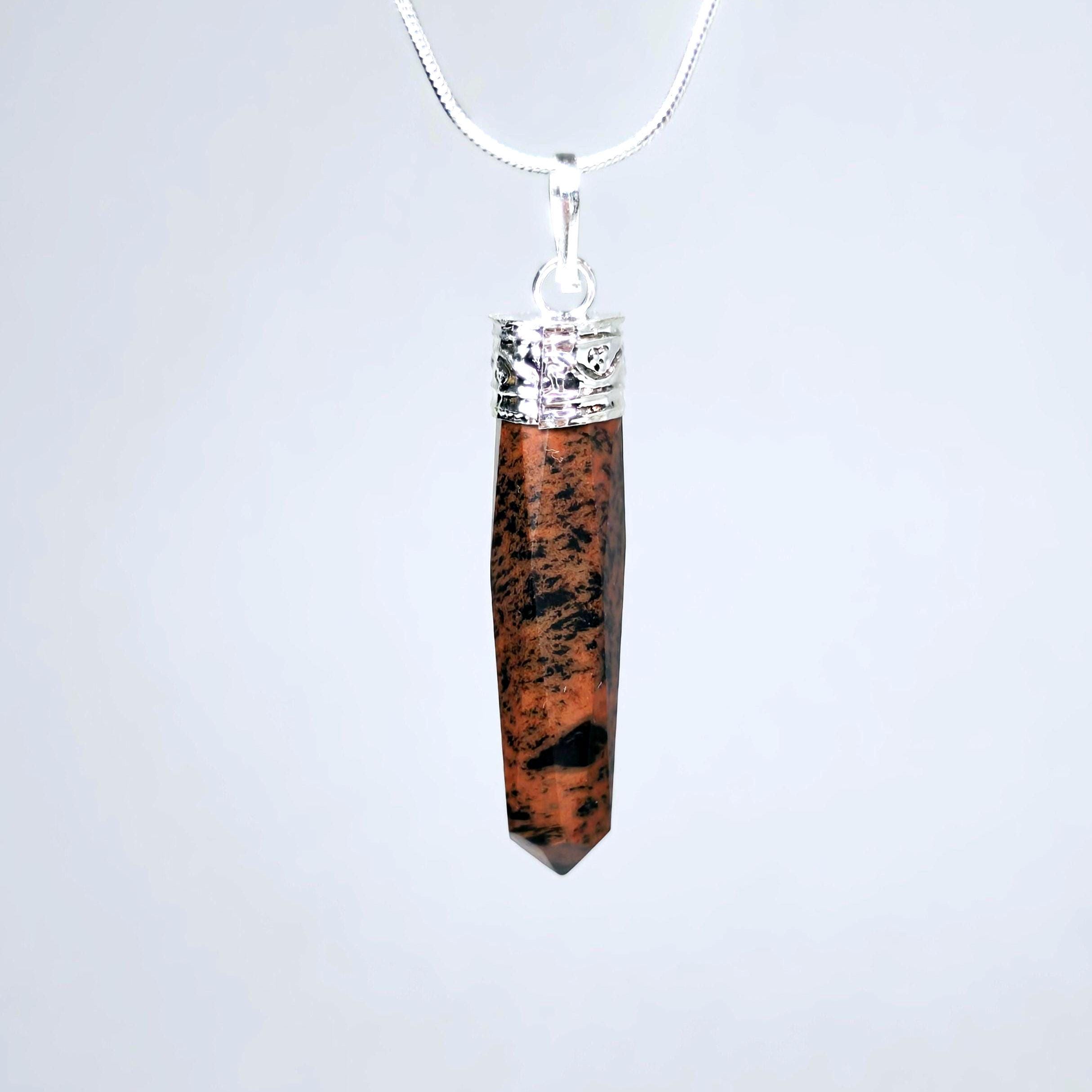 Mahogany Obsidian Crystal Point Pendant Necklace