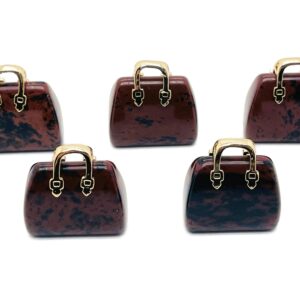Mahogany Obsidian Crystal Purse Carving - Crystal Handbag Pendant - Gemstone Purse - PU1017