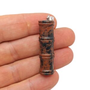 Mahogany Obsidian Gemstone Bamboo Shape Pendants - Protect Crystal Necklace - Bamboo Crystal - Healing Stones - Gift For Her - NC1511