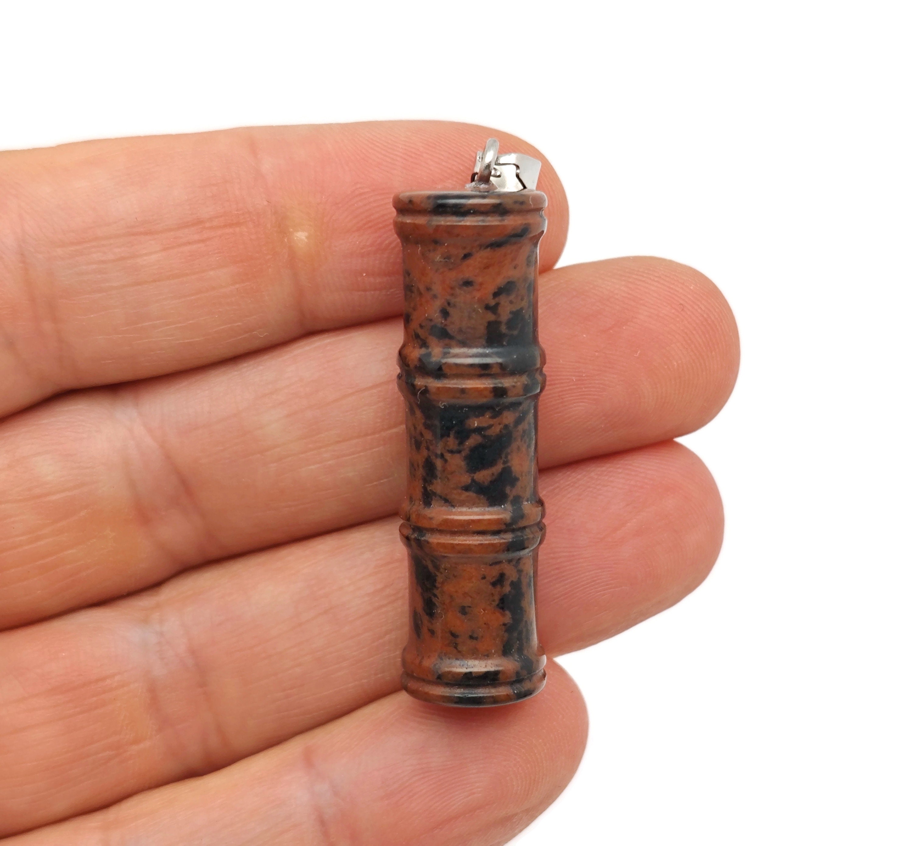 Mahogany Obsidian Gemstone Bamboo Shape Pendants - Protect Crystal Necklace - Bamboo Crystal - Healing Stones - Gift For Her - Nc1511