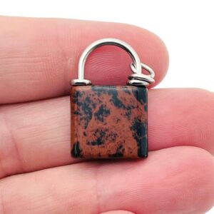 Mahogany Obsidian Gemstone Lock Pendant - Crystal Lock - Healing Stone - Crystal Carving - LO1005
