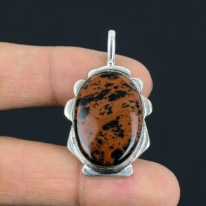 Mahogany Obsidian Pendant: Handmade 925 Sterling Silver Oval Gemstone