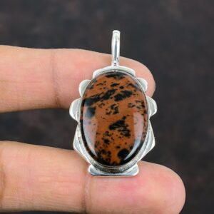 Handmade Mahogany Obsidian Pendant: 925 Sterling Silver Gemstone Jewelry