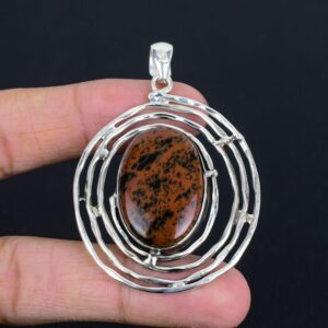 Handmade Mahogany Obsidian Pendant: 925 Sterling Silver Gemstone Jewelry