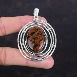 Mahogany Obsidian Pendant: Handmade 925 Sterling Silver Designer Jewelry