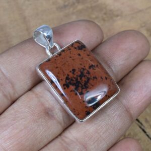 Handmade Mahogany Obsidian 925 Sterling Silver Pendant: Protective Stone