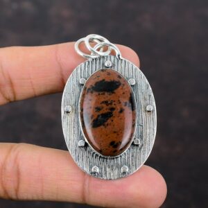 Handmade Mahogany Obsidian Pendant: 925 Sterling Silver Gemstone Jewelry