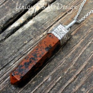 Handmade Mahogany Obsidian Point Necklace: Sterling Silver Pendant