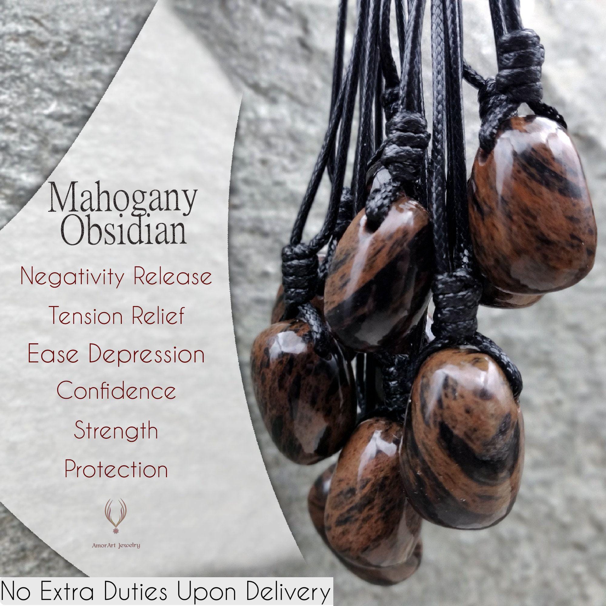 Mahogany Obsidian Pendant, Protection Necklace, Courage & Emotional Healing Crystal Jewelry, Men's Stone Necklace, Scorpio Birthday Gift