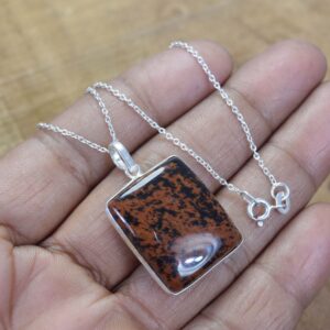 Mahogany Obsidian Sterling Silver Pendant: Protective Gemstone Jewelry