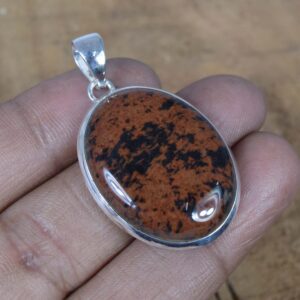 Mahogany Obsidian Sterling Silver Pendant: Handmade Gemstone Jewelry