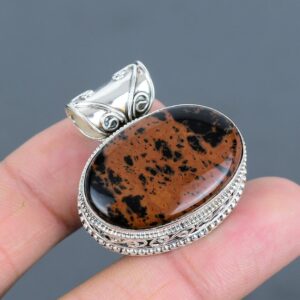 Mahogany Obsidian Pendant: Vintage Sterling Silver Handmade Jewelry