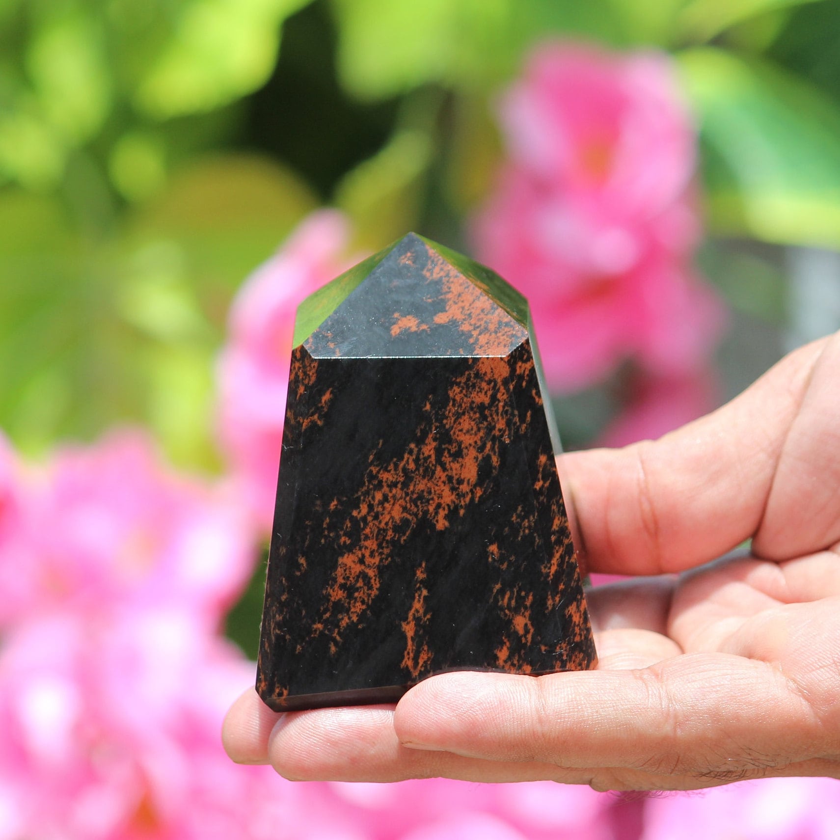 A+ 70mm Red Mahogany Obsidian Crystal Tower: Gemstone Point Generator
