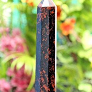Large 280MM Mahogany Obsidian Tower: Healing Chakra Stone, Home Decorative