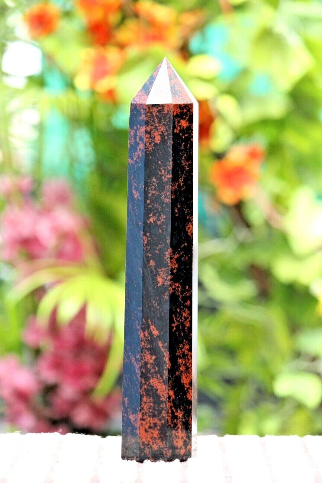 Large Mahogany Obsidian Tower: Healing Chakra Stone, Boho Home Decor Large Mahogany Obsidian Tower: Healing Chakra Stone, Boho Home Decor