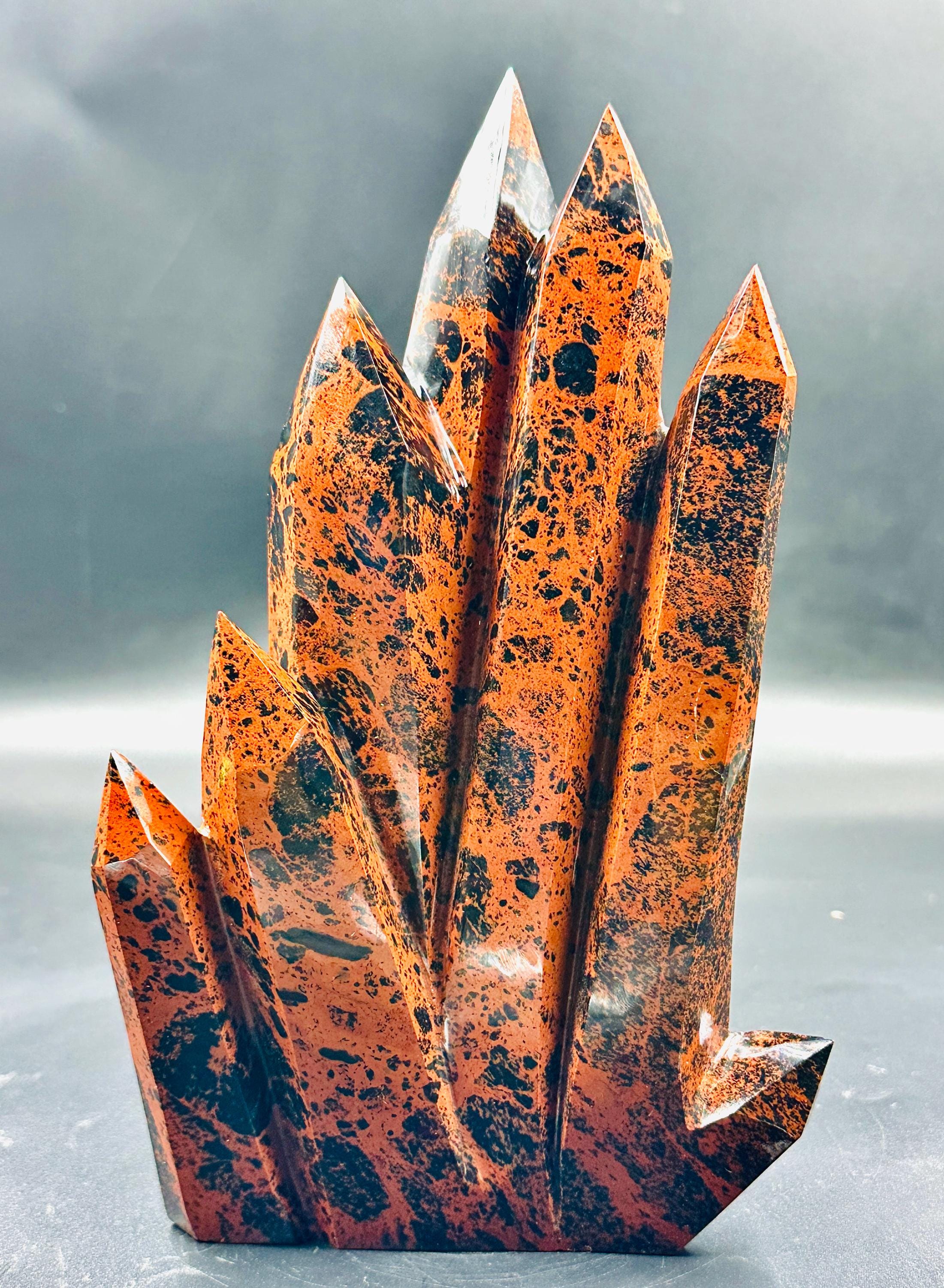 Large Mahogany Obsidian Point Cluster | Red & Black Home Decor
