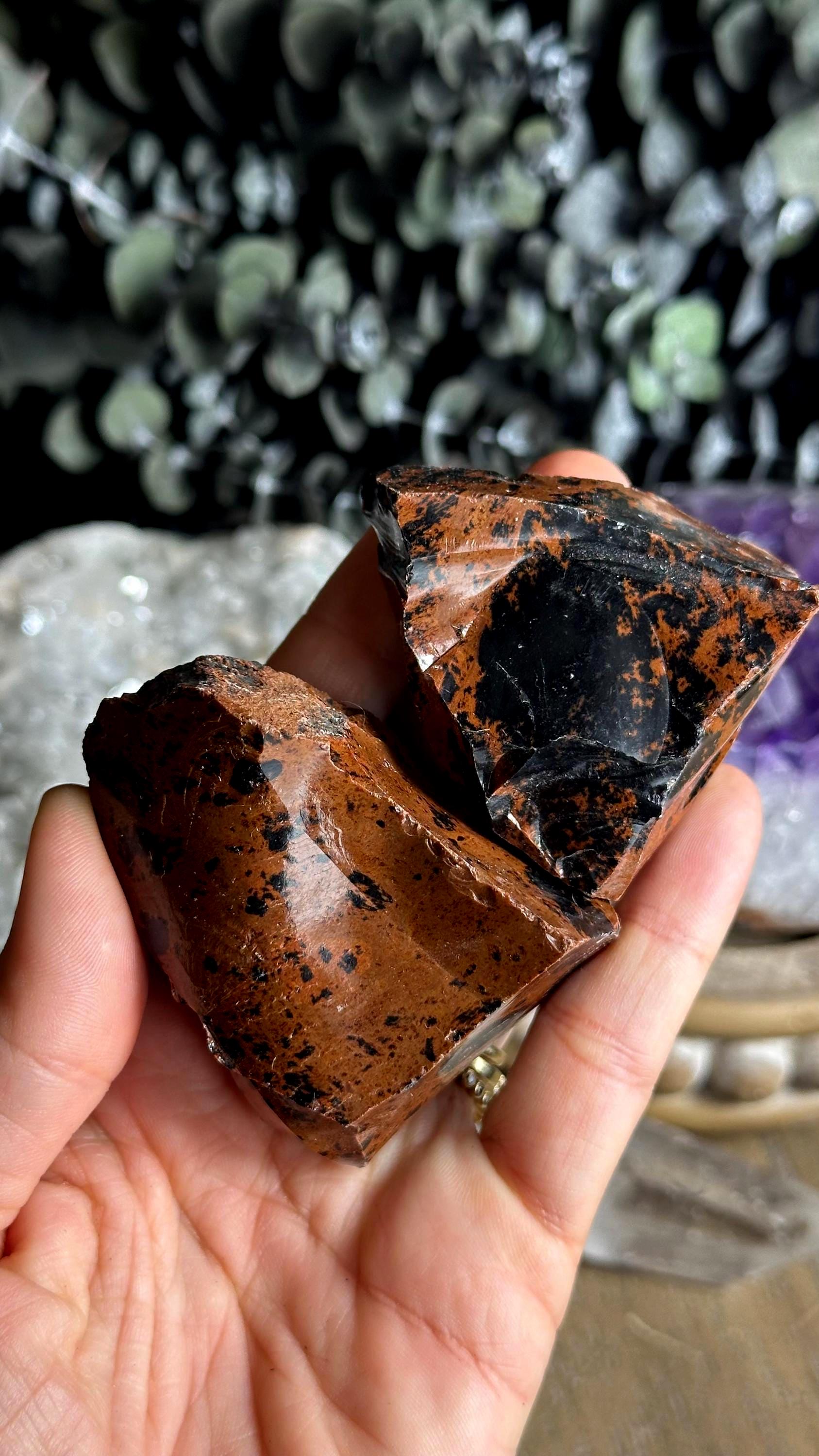 Raw Mahogany Obsidian Stone, Rough Crystal Raw Mahogany Obsidian Stone, Rough Crystal