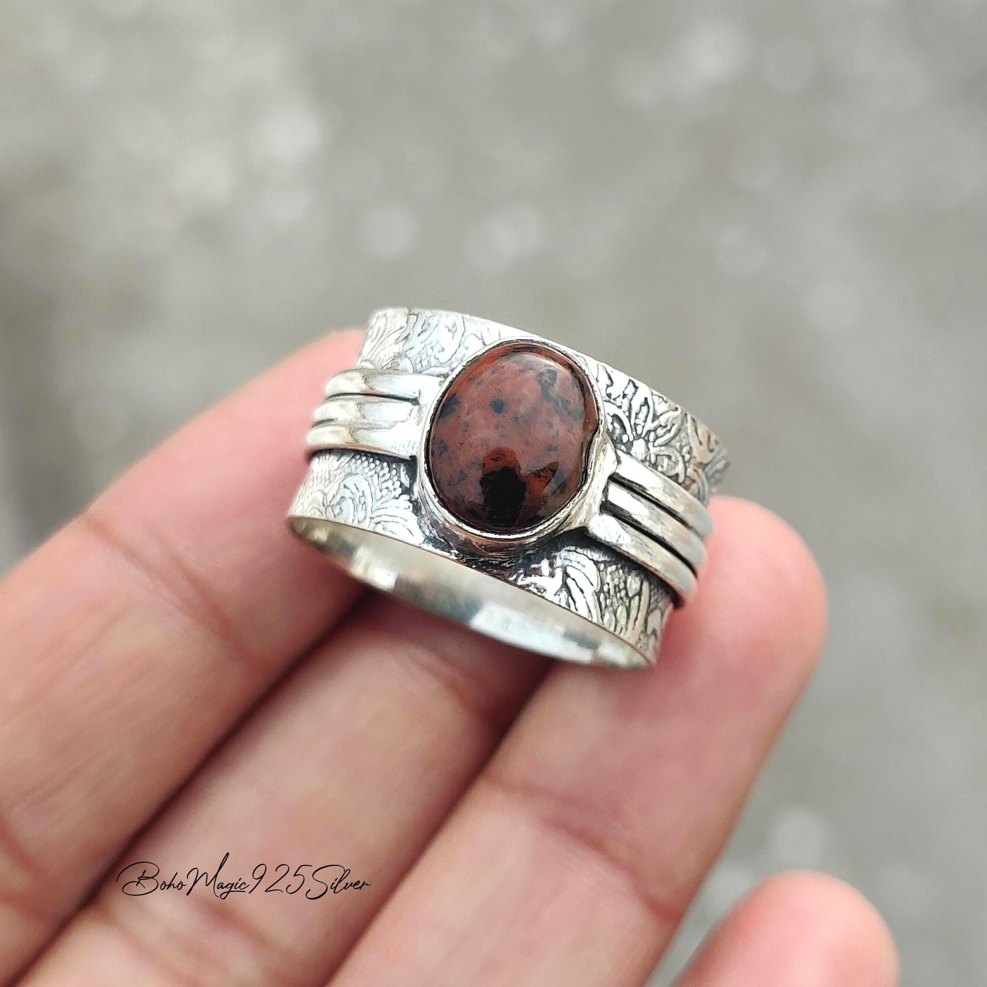 Mahogany Obsidian Ring / Handcrafted Silver Jewelry / Designer Gemstone Band Ring Mahogany Obsidian Ring / Handcrafted Silver Jewelry / Designer Gemstone Band Ring