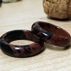 Mahogany Obsidian Ring: Polished Natural Stone Wedding Band
