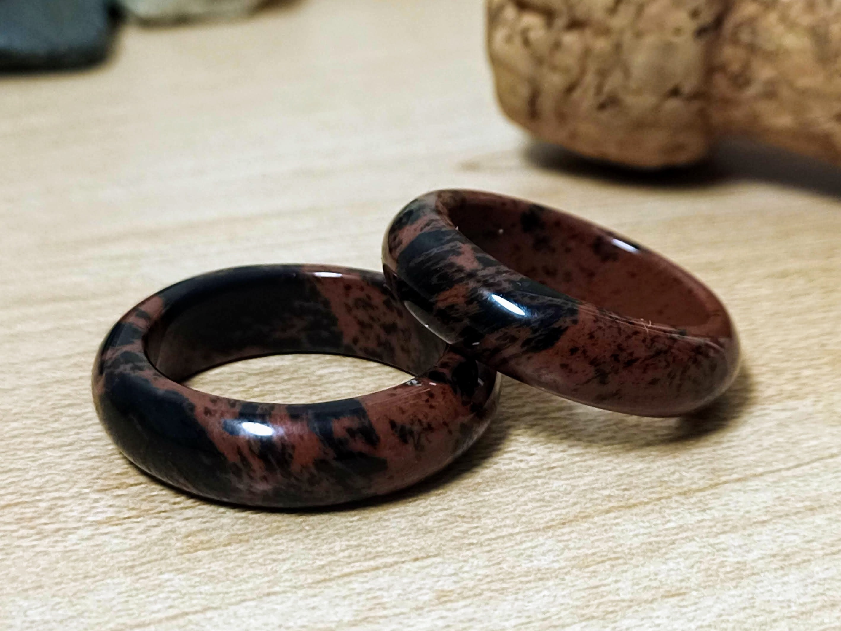 Mahogany Obsidian Ring: Polished Natural Stone Wedding Band