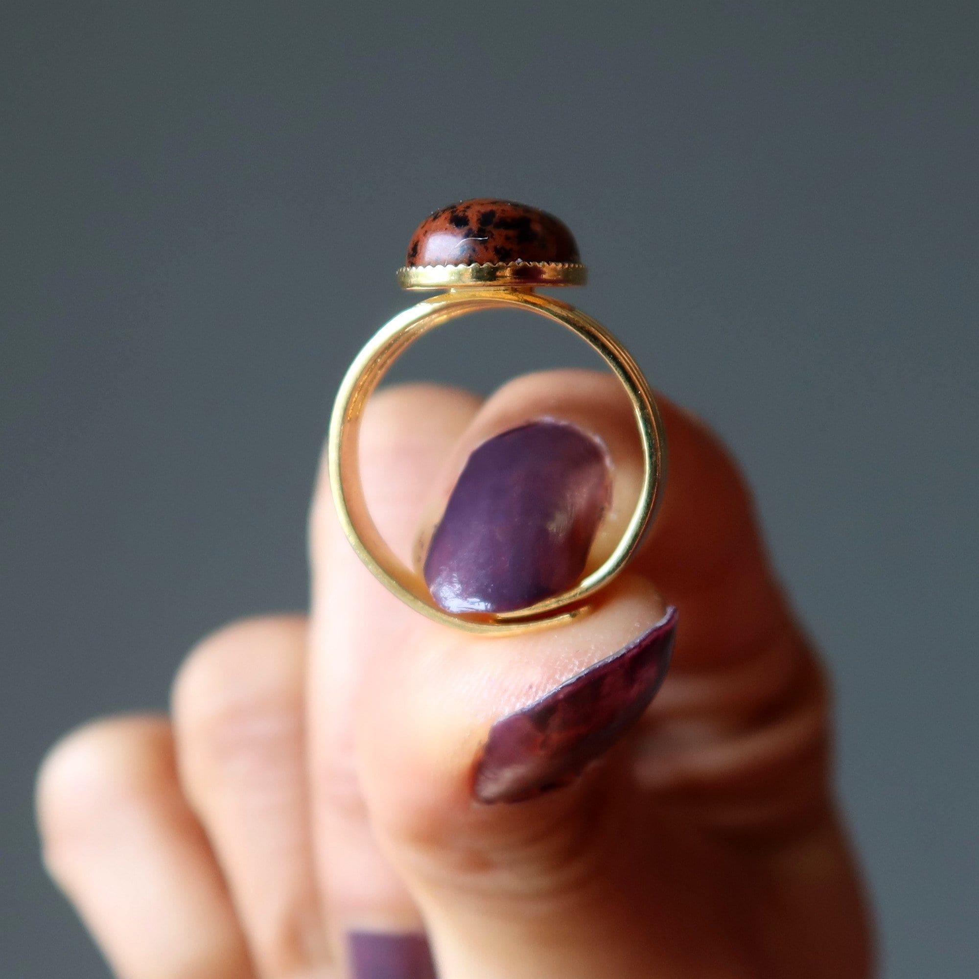 Mahogany Obsidian Ring Sophisticated Gold Status Adjustable Mahogany Obsidian Ring Sophisticated Gold Status Adjustable
