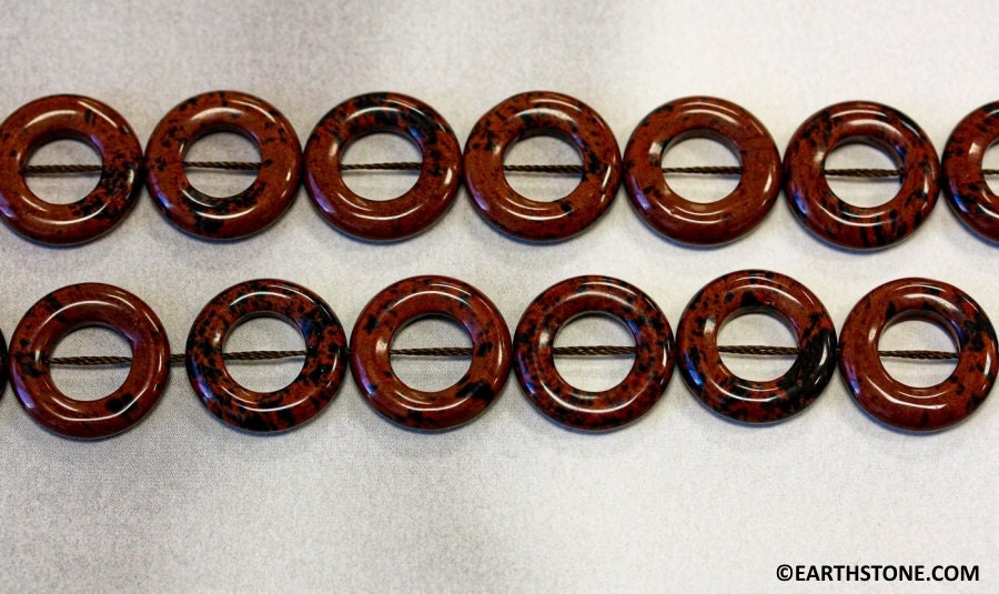 Xl/ Mahogany Obsidian 20mm/ 30mm Donut Ring Beads 15.5" Strand Natural Gemstone For Jewelry Making