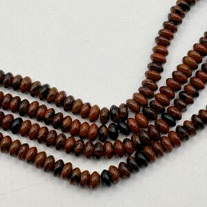 4x6mm Rondelle Mahogany Obsidian Gemstone. 15” strand of high quality beads, about 140 per strand. Reddish-brown and black gemstone. 4x6mm Rondelle Mahogany Obsidian Gemstone. 15” strand of high quality beads, about 140 per strand. Reddish-brown and black gemstone.