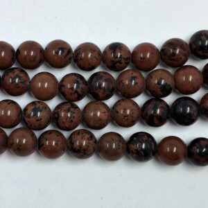 10mm Mahogany Obsidian Gemstone Beads. 15” strand of round reddish-brown and black beads, 38 per strand. 10mm Mahogany Obsidian Gemstone Beads. 15” strand of round reddish-brown and black beads, 38 per strand.