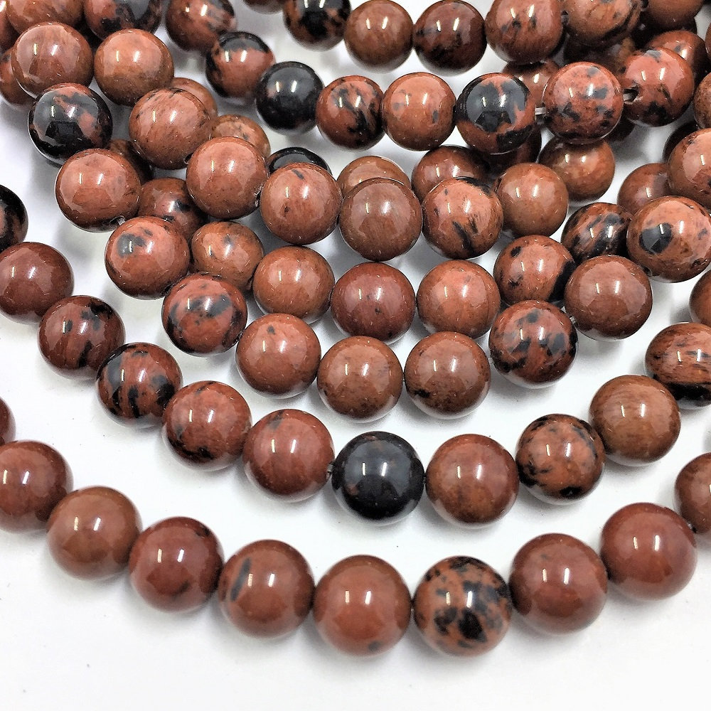 6mm Mahogany Obsidian Gemstone Beads. 15” Strand Of High Quality Round Beads, Approx. 64 Per Strand. Reddish-brown And Black Gemstone.