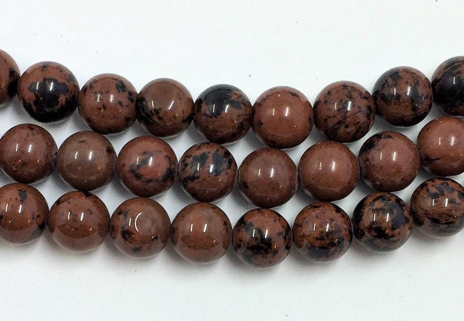 8mm Mahogany Obsidian Gemstone. 15” Strand Of Round Beads, About 48 Per Strand. Reddish-brown And Black Gemstone.