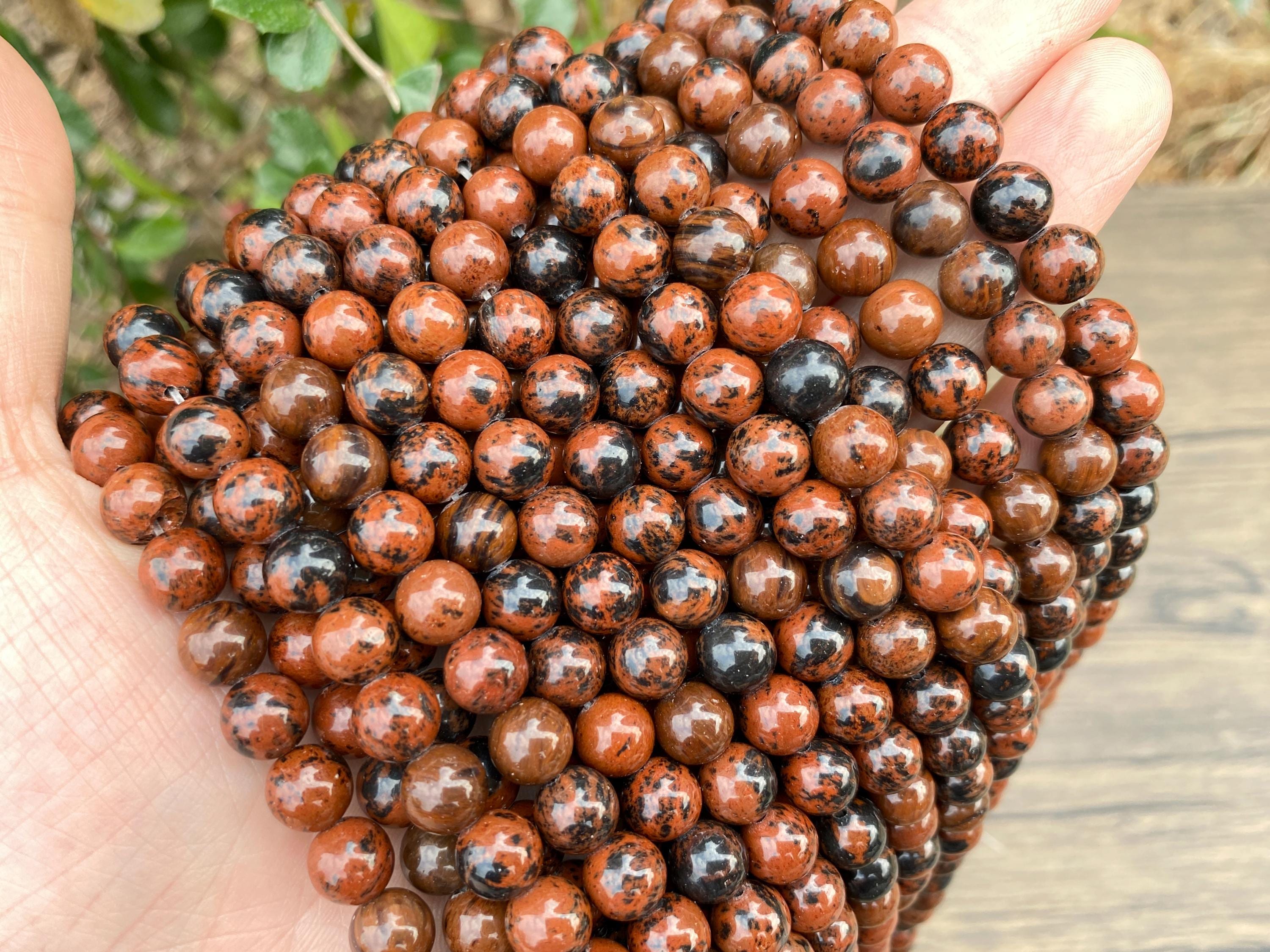 Full 15" Mahogany Obsidian Genuine Natural Smooth Round For Jewelry Making Loose Gemstone Beads,2mm/3mm/4mm/6mm/8mm/10mm Semi Precious Beads
