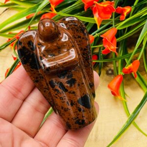 Mahogany Obsidian Angel, Heart Chakra, Crystal Figurine and Standing Statuette, 3 inches Mahogany Obsidian Angel, Heart Chakra, Crystal Figurine and Standing Statuette, 3 inches