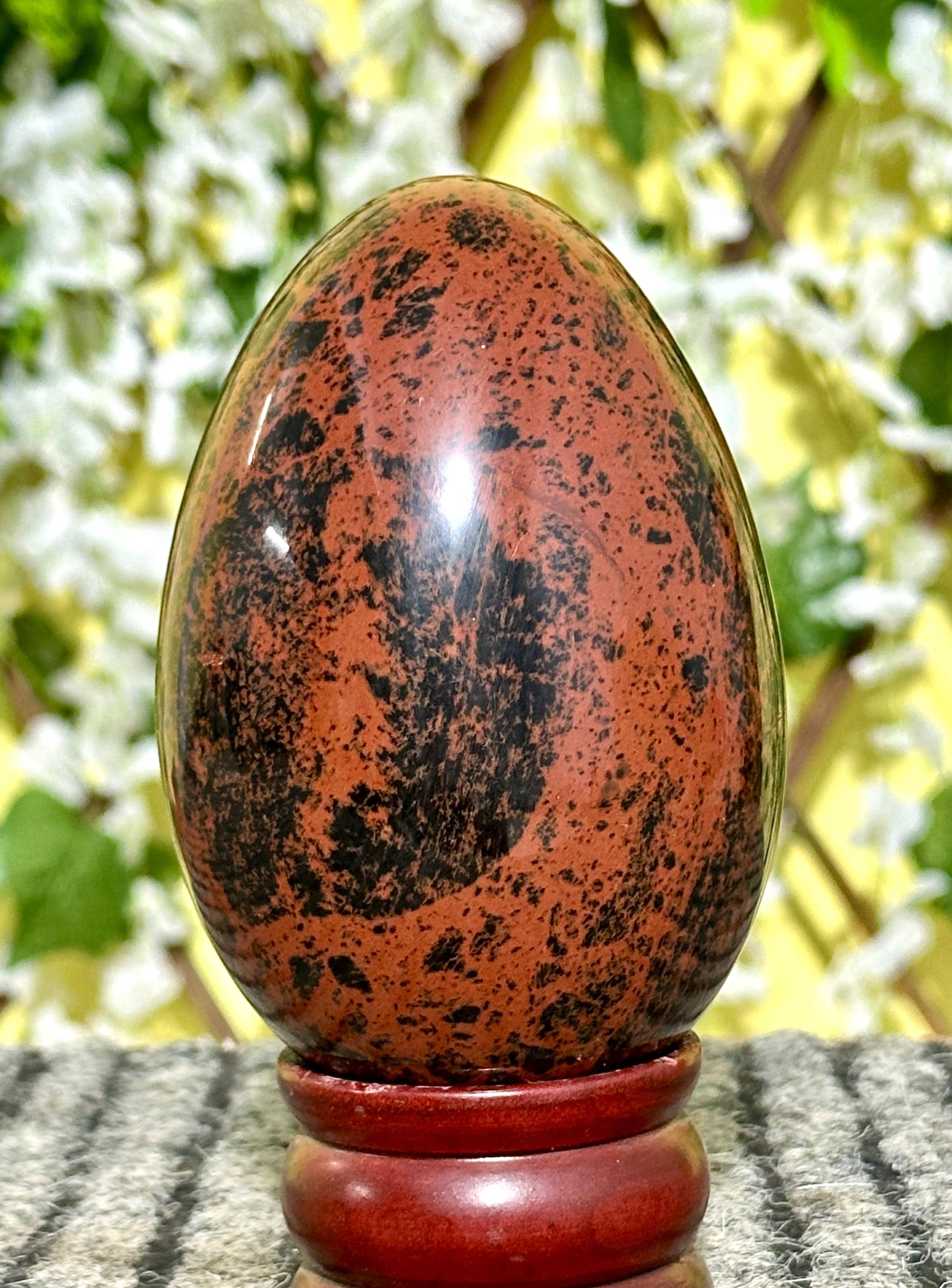 Big 115mm Polished Mahogany Obsidian Egg: Large Healing Stone Museum