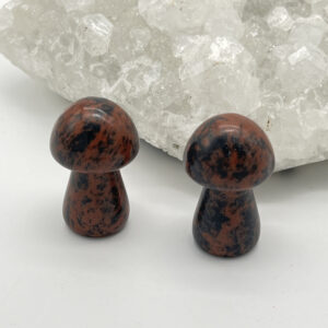 Mahogany Obsidian Carved Mushroom-1 1 / 2"-set Of Two Mahogany Obsidian Carved Mushroom-1 1 / 2"-set Of Two