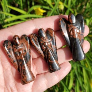 Mahogany Obsidian Crystal Angel, Polished Gemstone Angel Figurine, Obsidian Angel for Protection, Grounding, Healing Stone Carving Mahogany Obsidian Crystal Angel, Polished Gemstone Angel Figurine, Obsidian Angel for Protection, Grounding, Healing Stone Carving