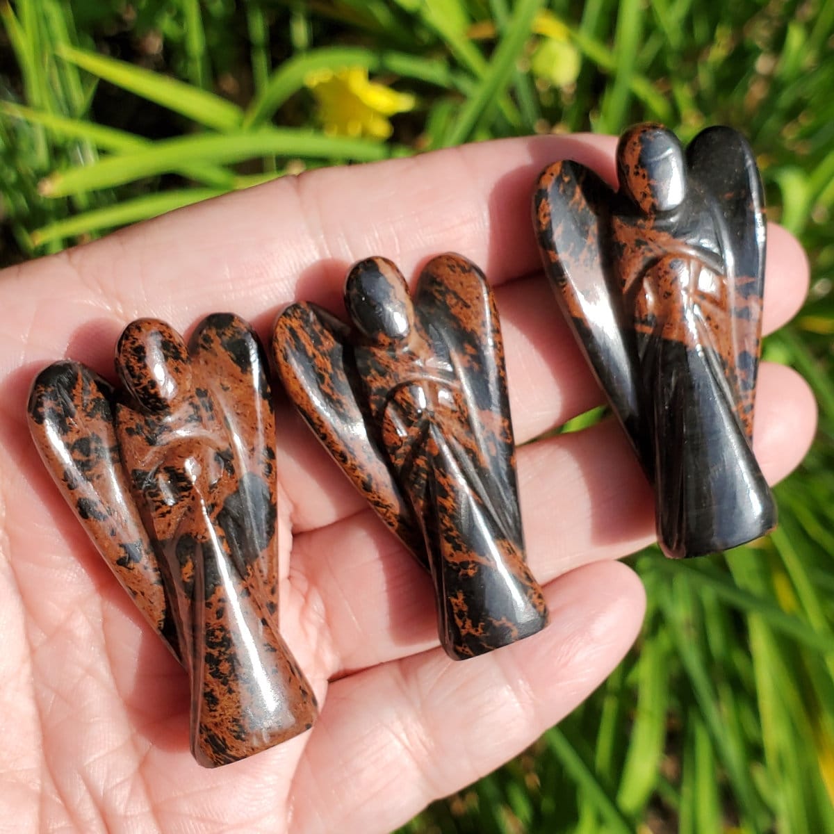 Mahogany Obsidian Crystal Angel, Polished Gemstone Angel Figurine, Obsidian Angel For Protection, Grounding, Healing Stone Carving