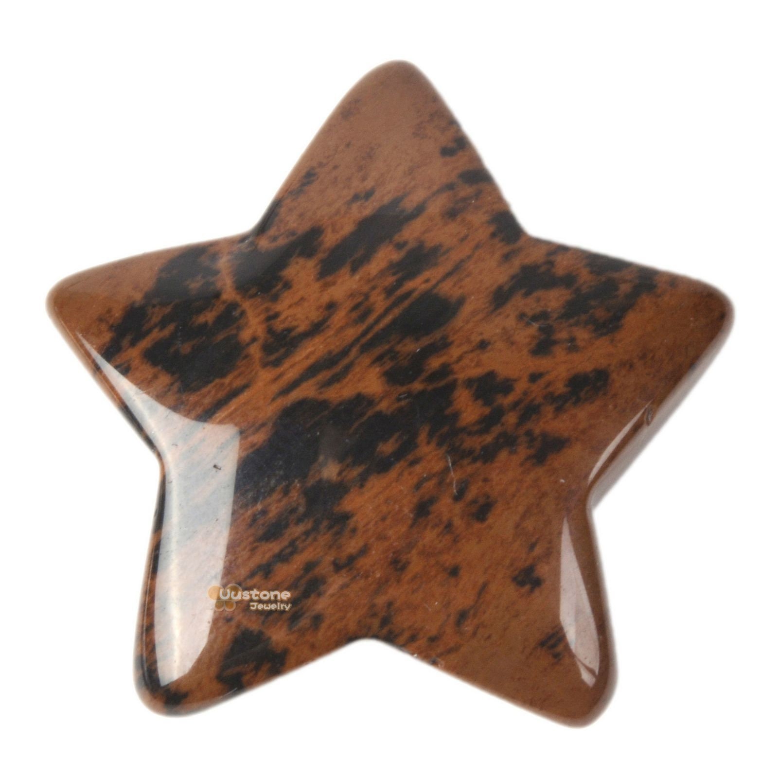 G6174.30 30mm Carved Mahogany Obsidian Gemstone Crystal Healing Star Stone Diy