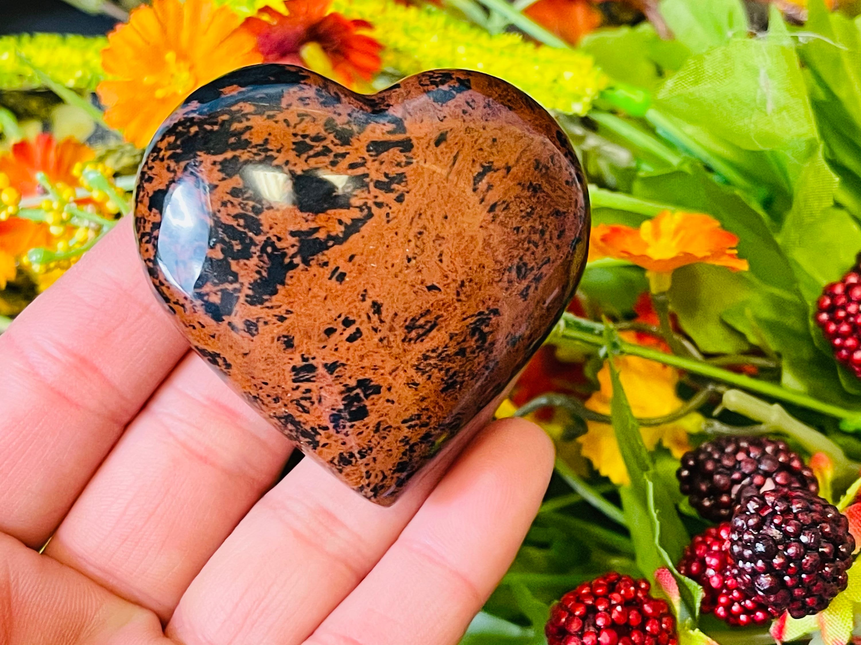 Mahogany Obsidian Heart Shaped Palm Stone, Hand Polished Pocket Stone, Healing Crystal Mahogany Obsidian Heart Shaped Palm Stone, Hand Polished Pocket Stone, Healing Crystal