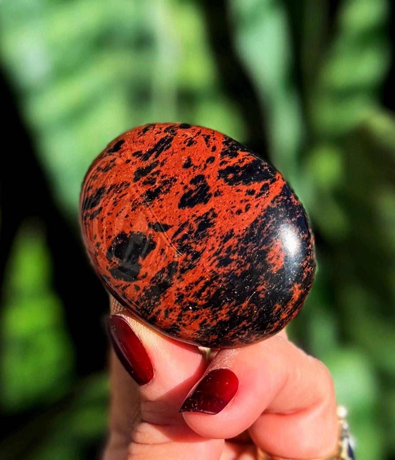 Mahogany Obsidian Palm Stone - "the Warrior's Stone" - Volcanic Glass