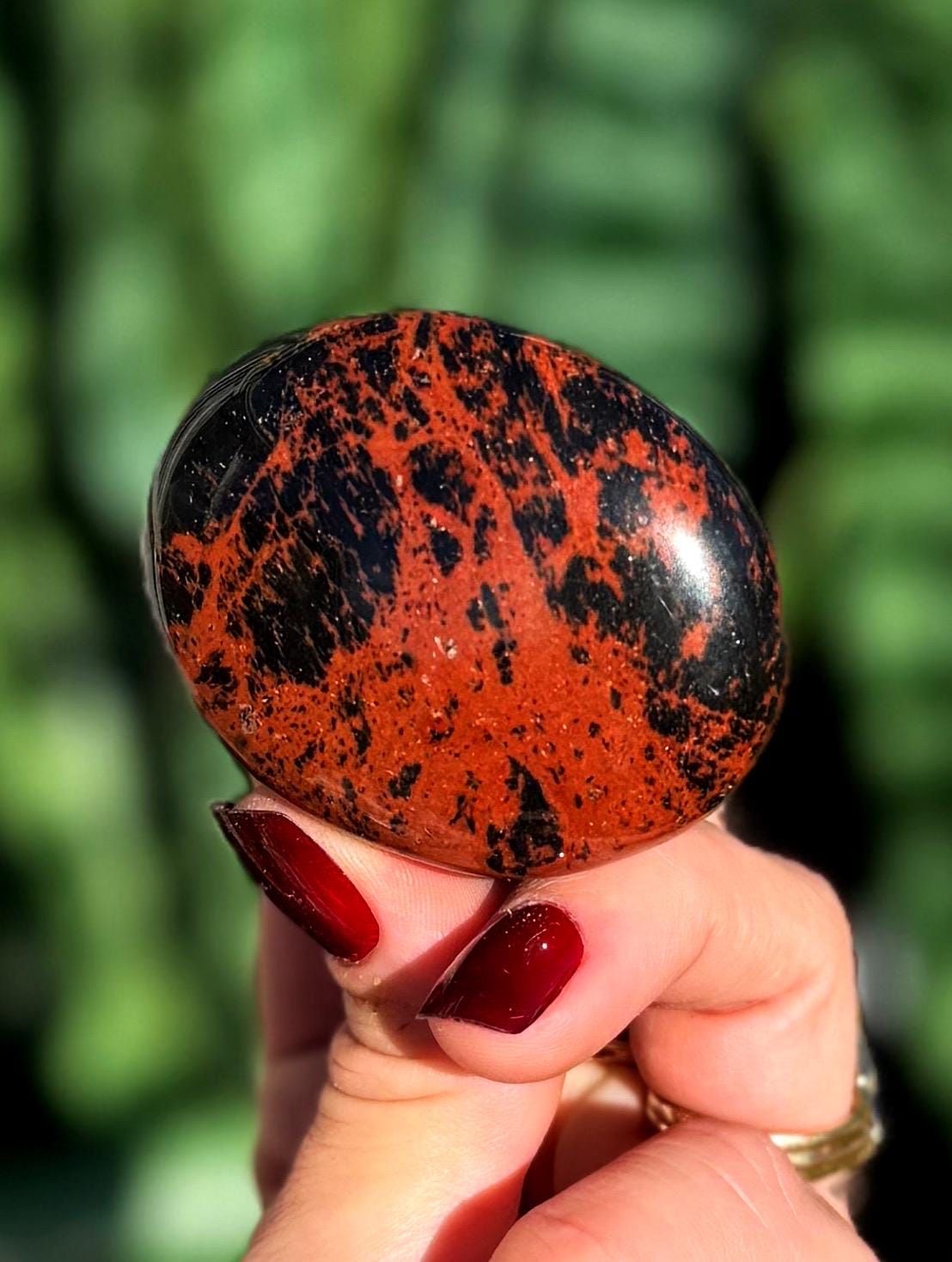 Mahogany Obsidian Palm Stone - "the Warrior's Stone" - Volcanic Glass