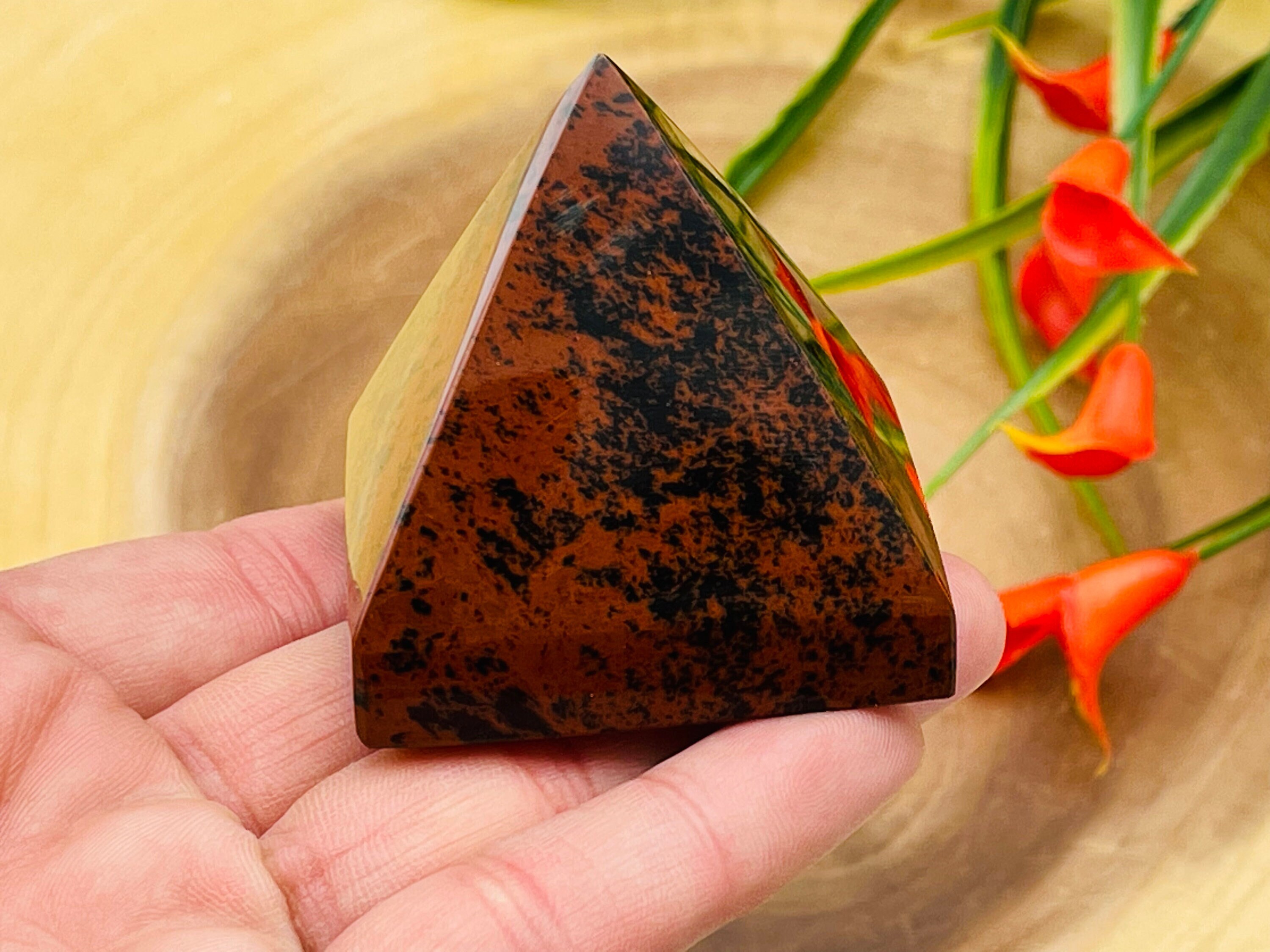 Mahogany Obsidian Pyramid, Healing Crystal Point, Reiki, Metaphysical