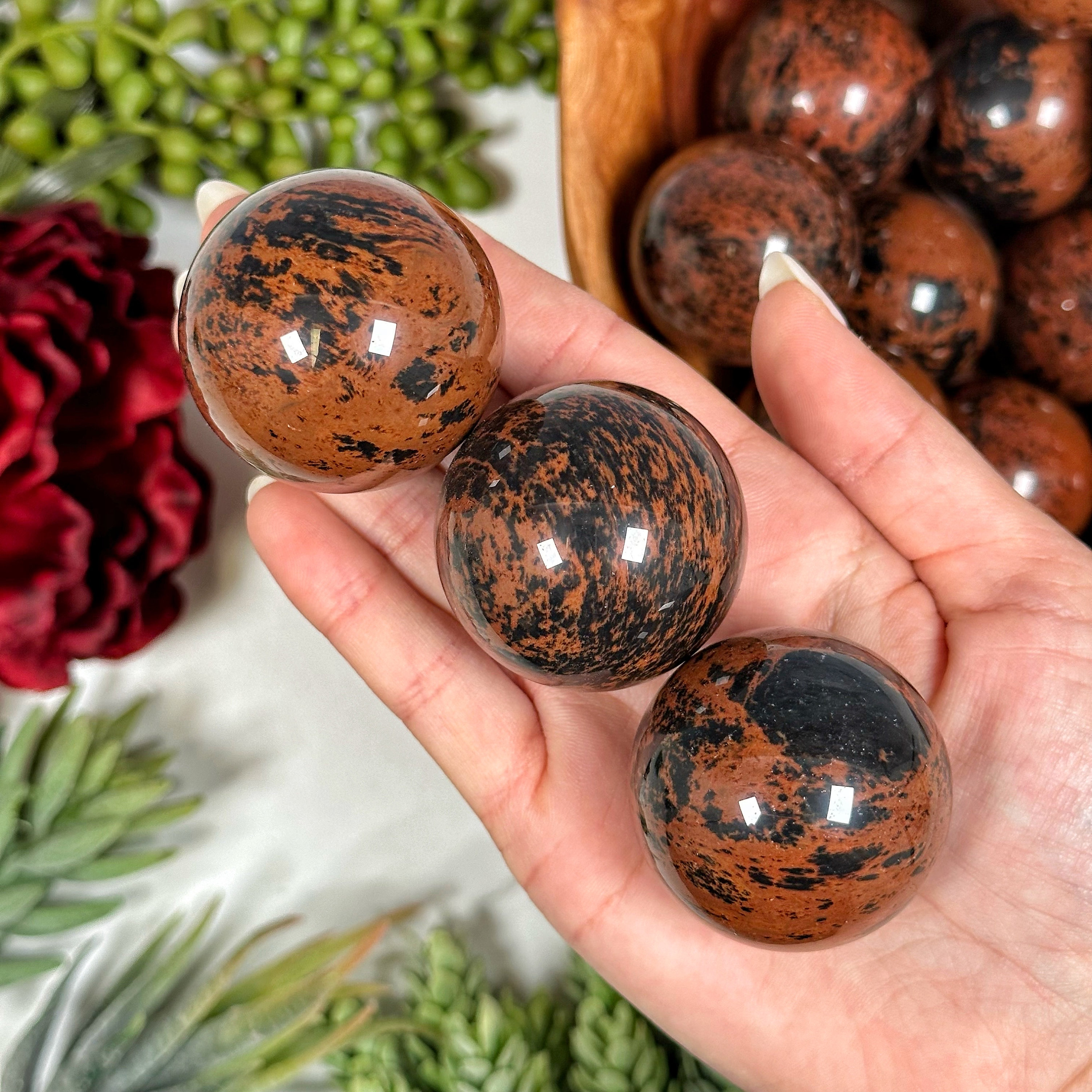 Mahogany Obsidian Sphere | 40mm | - No. 543 (polished Red Crystal Ball, Root Chakra, Healing Stone)