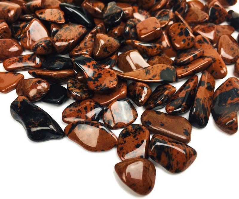 100g Mahogany Obsidian Crystal: Xs Tumbled Gemstone Chips 100g Mahogany Obsidian Crystal: Xs Tumbled Gemstone Chips